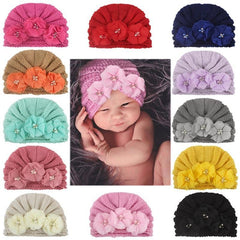 Chapéu Bandana Tricô Flores Baby