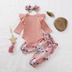 Conjunto Floral 3 Peças - Tamanhos de 3 meses a 2 anos