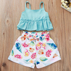 Conjunto Summer Cropped Alcinha com Shorts Clochard - Tamanhos de 1 a 5 anos