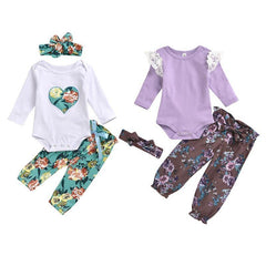 Conjunto Floral 3 Peças Love - Tamanhos de 0 a 18 meses