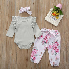 Conjunto 3 Peças Floral Body Fru Fru - Tamanhos do 0 a 2 anos