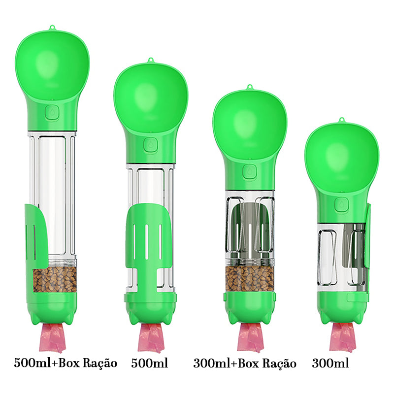 Garrafa de Água e Porta Ração para Cães - Alimentador Portátil 3 em 1